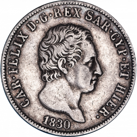 Italie - 5 Lires Charles Félix 1826 Ancre